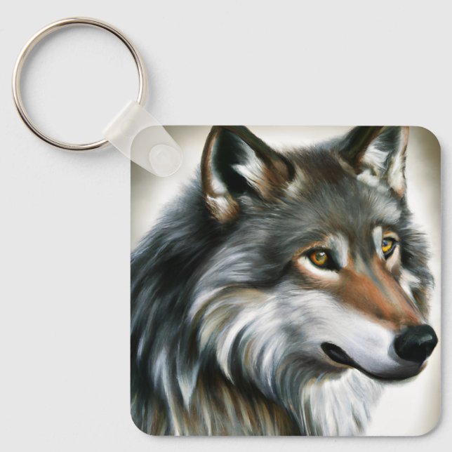 Wolf Painting Schlüsselanhänger (Vorderseite)