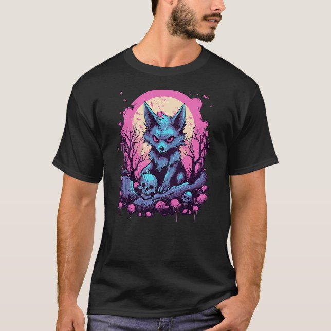Wolf Pastel Goth Kawaii Cute Creepy Cool Stuff T-Shirt (Vorderseite)