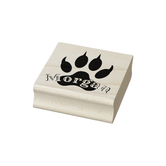 Wolf Paw Print mit Name Monogram Signature Siegel Gummistempel (Stempel)