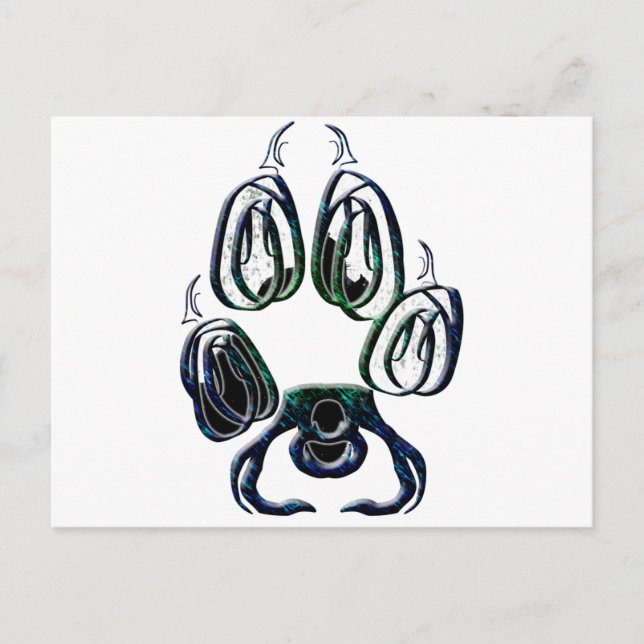 Wolf Paw Print Postkarte (Vorderseite)