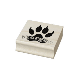 Wolf Pfotenabdruck mit Namensmonogramm-Signatursie Gummistempel