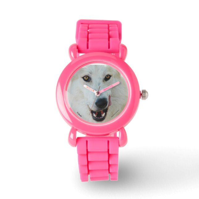 Wolf Pink Glitzern Watch Armbanduhr (Vorderseite)