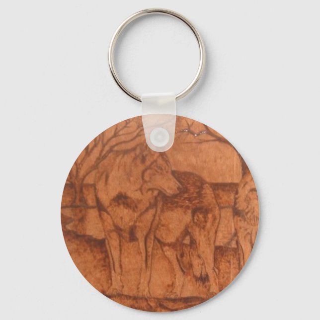 wolf.PNG Wolf Wood Burning Schlüsselanhänger (Vorderseite)