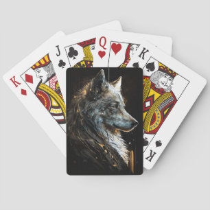 Wolf Portrait Animal Nature Dark Painting Spielkarten