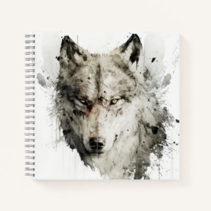 Wolf Portrait Animal Painting Wildlife Forest Notizbuch