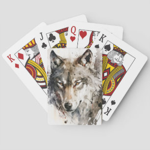 Wolf Portrait Animal Painting Wildlife Forest Spielkarten