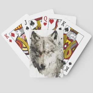 Wolf Portrait Animal Painting Wildlife Forest Spielkarten