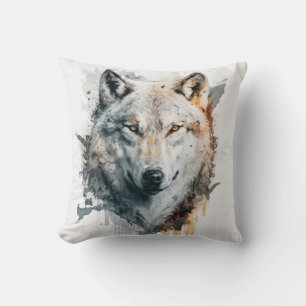 Wolf Portrait Animal Painting Wildlife Outdoor Kissen