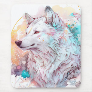 Wolf Portrait Animal Painting Wildlife Outdoor Mousepad