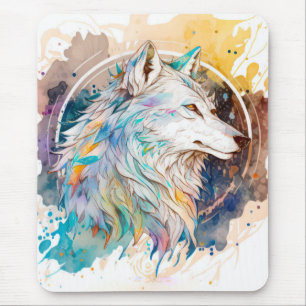 Wolf Portrait Animal Painting Wildlife Outdoor Mousepad