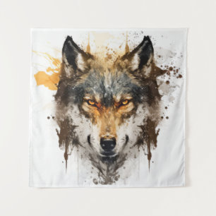 Wolf Portrait Animal Painting Wildlife Outdoor Wandteppich