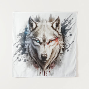 Wolf Portrait Animal Painting Wildlife Outdoor Wandteppich