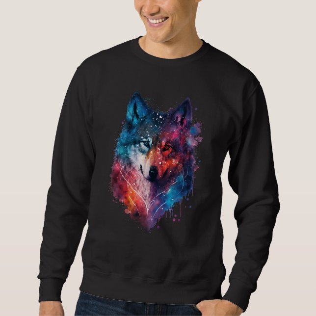 Wolf Portrait Beautiful Watercolor Wolf Wolves The Sweatshirt (Vorderseite)