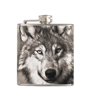 Wolf-Portrait Flachmann