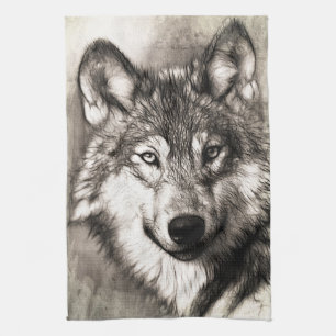 Wolf-Portrait Geschirrtuch