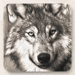 Wolf-Portrait Getränkeuntersetzer