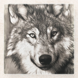 Wolf-Portrait Glasuntersetzer