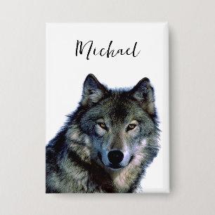 Wolf portrait Ihren Namen benutzerdefinierte Hands Button