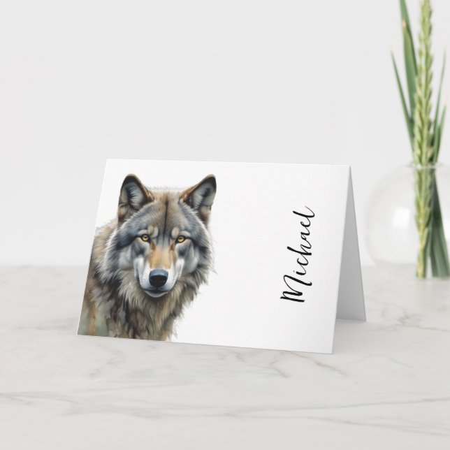 Wolf portrait Ihren Namen benutzerdefinierte Hands Karte (Vorderseite)