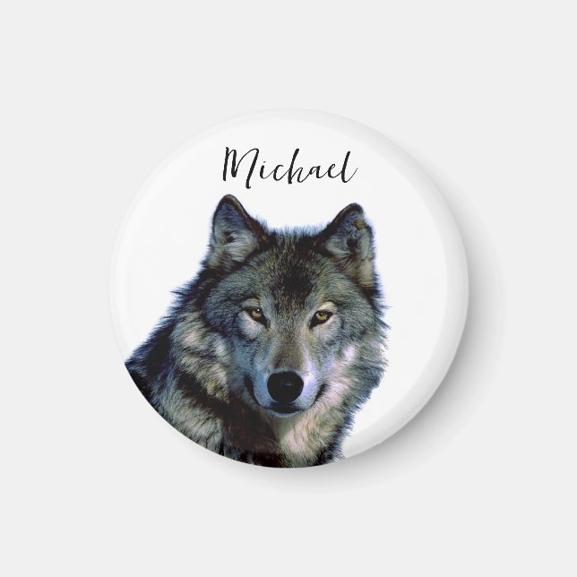 Wolf portrait Ihren Namen benutzerdefinierte Hands Magnet (Vorne)
