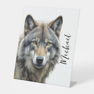 Wolf portrait Ihren Namen benutzerdefinierte Hands Sockelschild