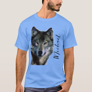 Wolf portrait Ihren Namen benutzerdefinierte Hands T-Shirt