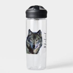 Wolf portrait Ihren Namen benutzerdefinierte Hands Trinkflasche