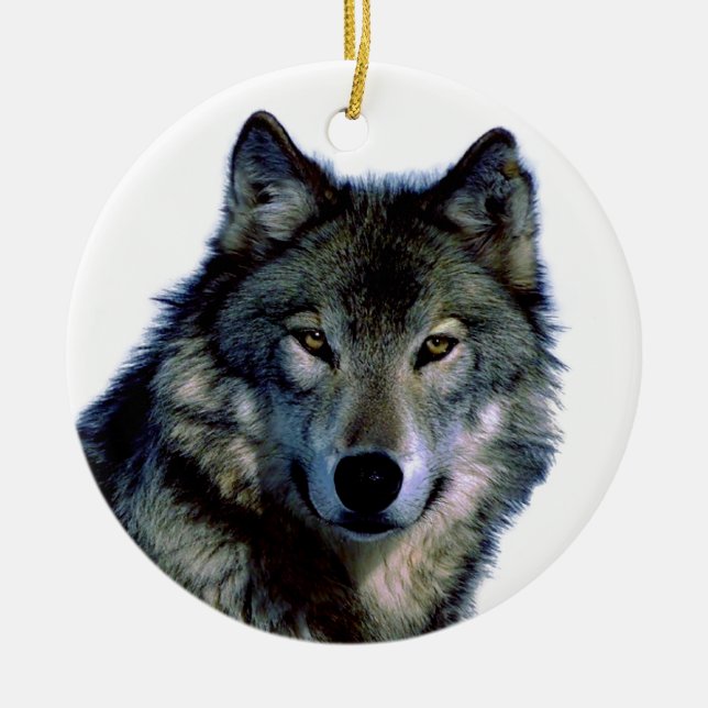 Wolf Portrait Keramikornament (Vorne)