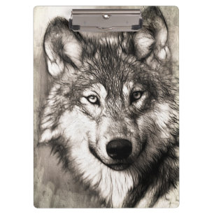 Wolf-Portrait Klemmbrett