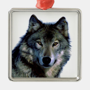 Wolf Portrait Ornament Aus Metall