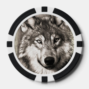 Wolf-Portrait Pokerchips