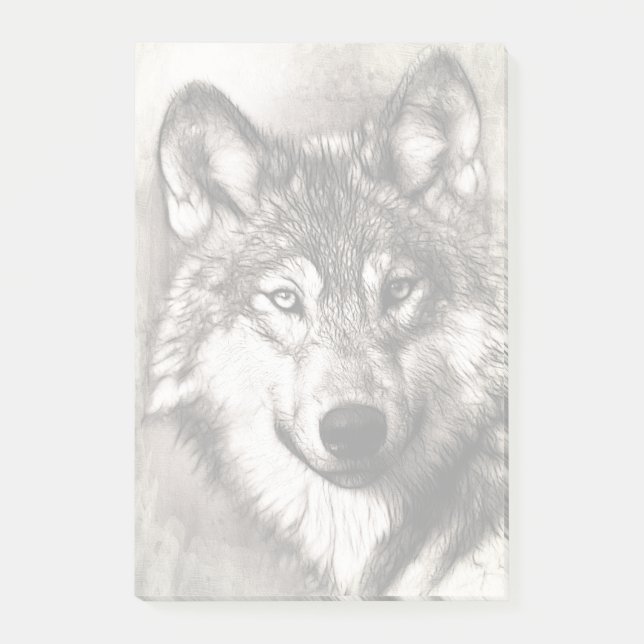 Wolf-Portrait Post-it Klebezettel (Vorderseite)