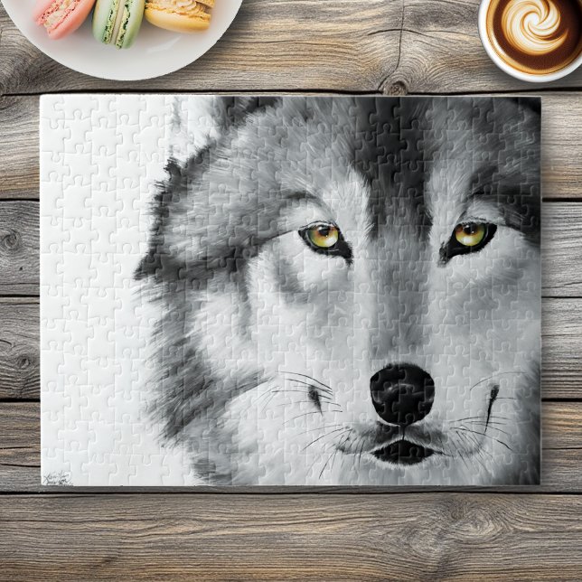 Wolf Portrait Schwarz-weiß (Von Creator hochgeladen)
