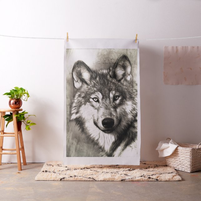Wolf-Portrait Stoff (Beispiel)