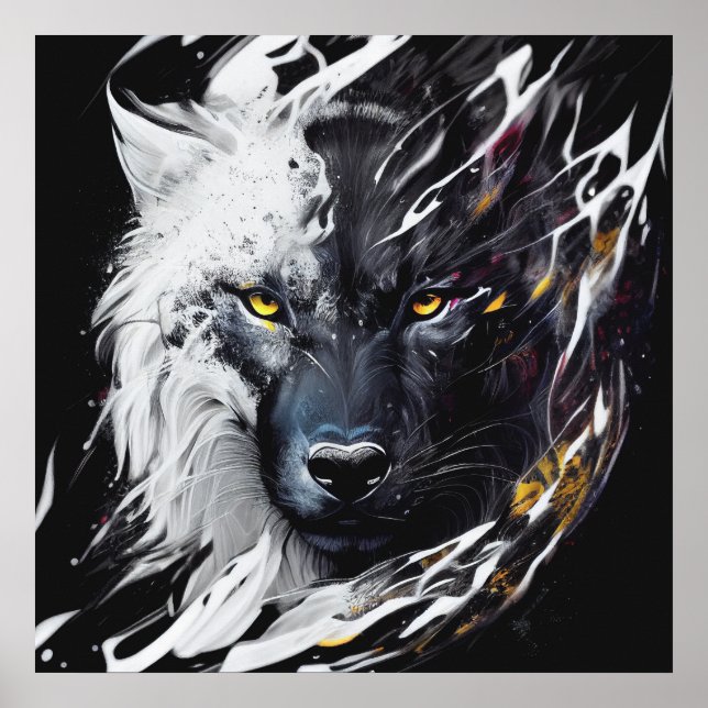 Wolf Portrait Tiermalerei Wildlife Adventure Poster (Vorne)