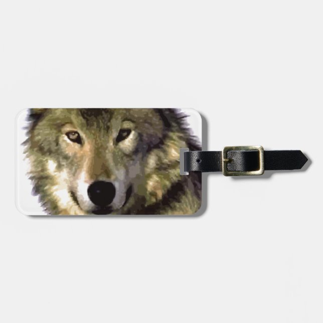 Wolf-Porträt Gepäckanhänger (Vorderseite horizontal)