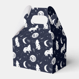 Wolf Pup Howling an der Moon Favor Box Geschenkschachtel