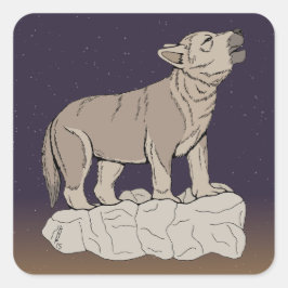 Wolf Pup Howling Quadratischer Aufkleber