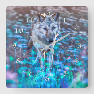 Wolf Puppy LONG MAG IHRE INNOZENZREGIERUNG Quadratische Wanduhr
