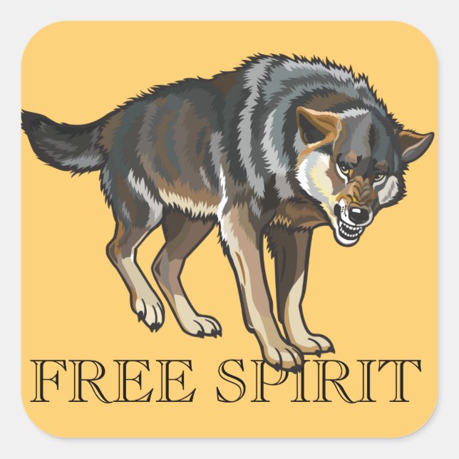 Wolf Quadratischer Aufkleber (Vorderseite)