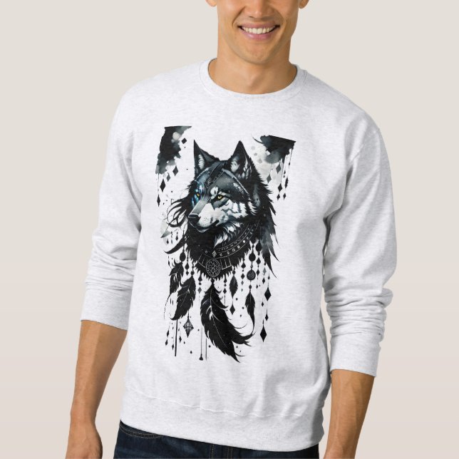 Wolf, Raubfisch, Träumer, Amulet, Talisman Sweatshirt (Vorderseite)