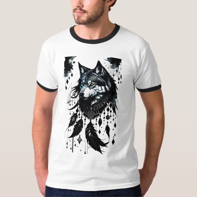 Wolf, Raubfisch, Träumer, Amulet, Talisman T-Shirt (Vorderseite)