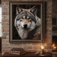 Wolf realistische Malerei Portrait Wildlife Cabin
