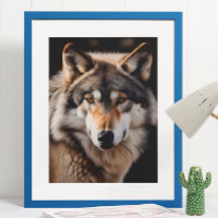 Wolf realistische Malerei Portrait Wildlife Cabin