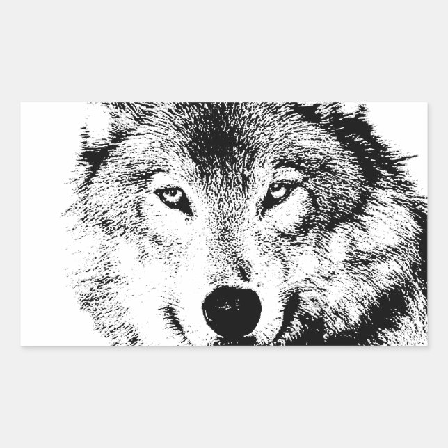 Wolf Rechteckiger Aufkleber (Vorderseite)