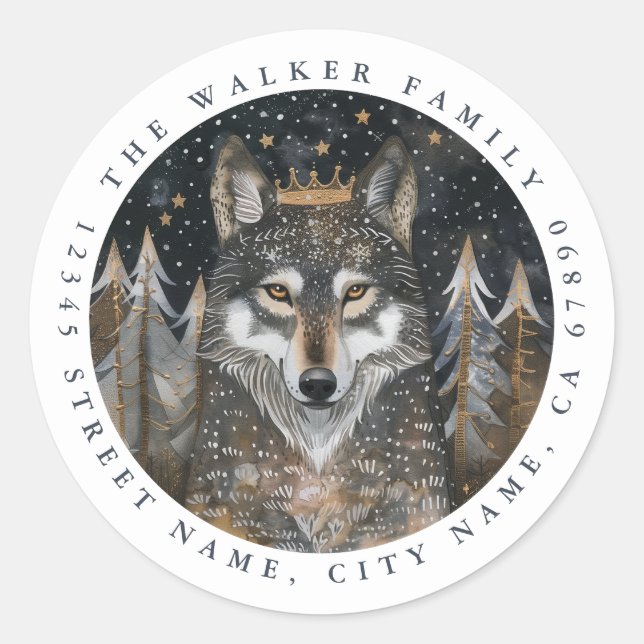 Wolf Round Stickers (Vorderseite)