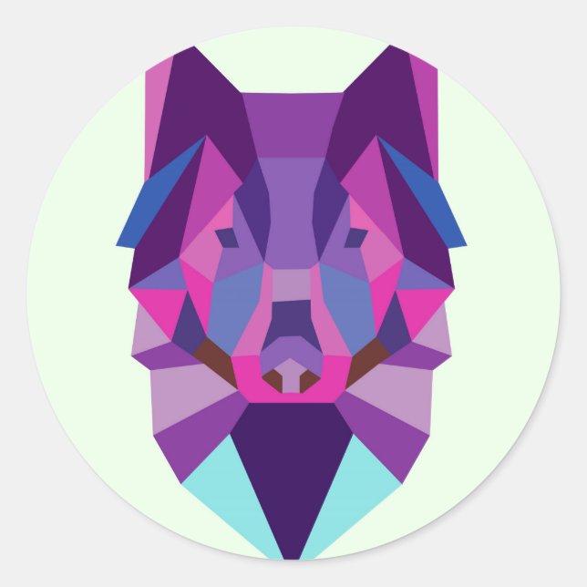 Wolf Runder Aufkleber (Vorderseite)