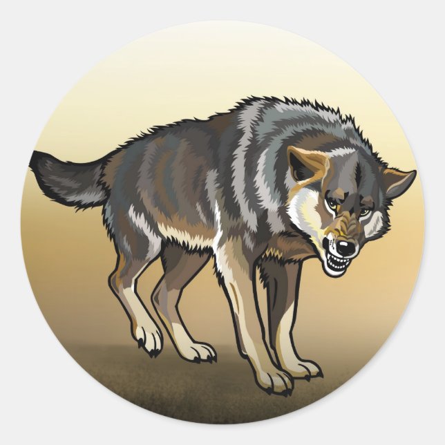Wolf Runder Aufkleber (Vorderseite)