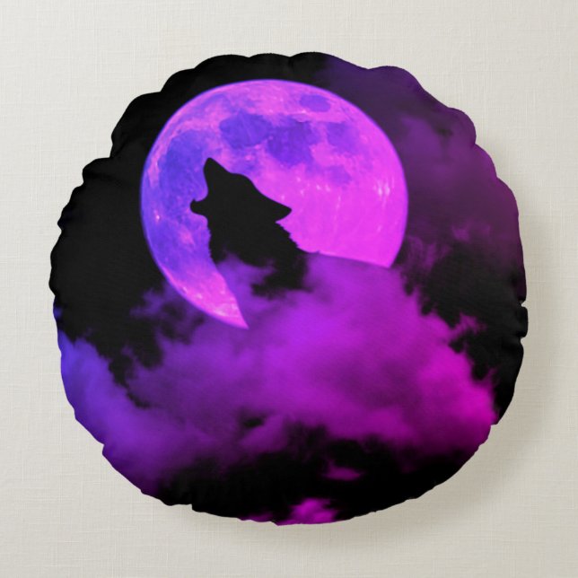 Wolf rundes Kissen (Vorderseite)