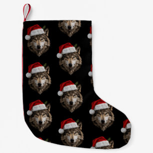 Wolf Santa Hut-Porträt Weihnachtsbaum Xmas Kleiner Weihnachtsstrumpf